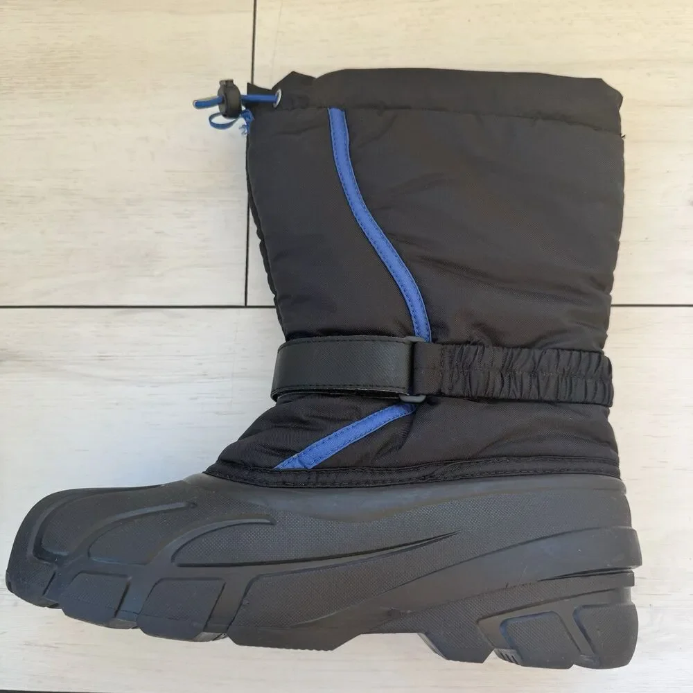 Sorel Unisex Flurry Black Blue Insulated Winter Waterproof Snow Boot Size 7